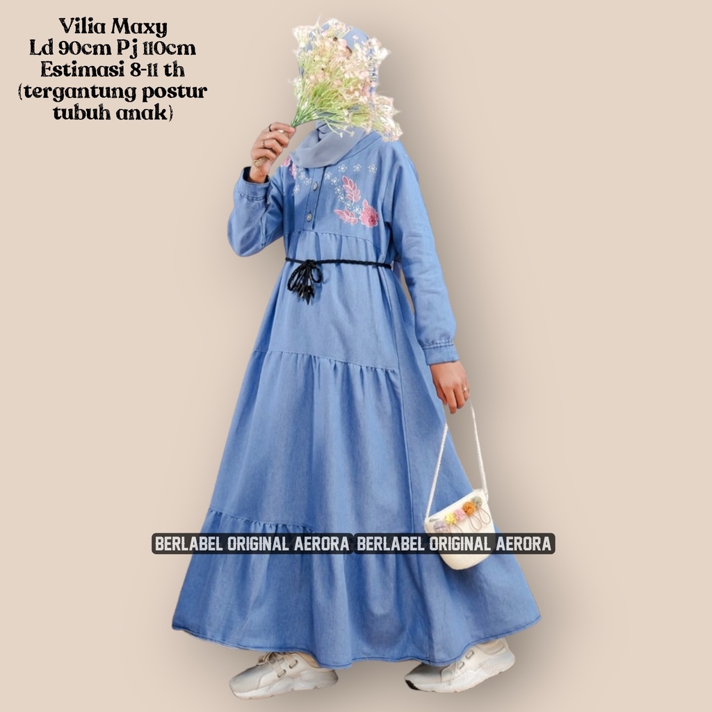 Baju Gamis Dress Jeans Anak Perempuan Tanggung Umur 11 12 Tahun Terbaru 2023 Modern Kondangan Premium Kekinian Ld 86 P 110 Moschino Maxy Allsize