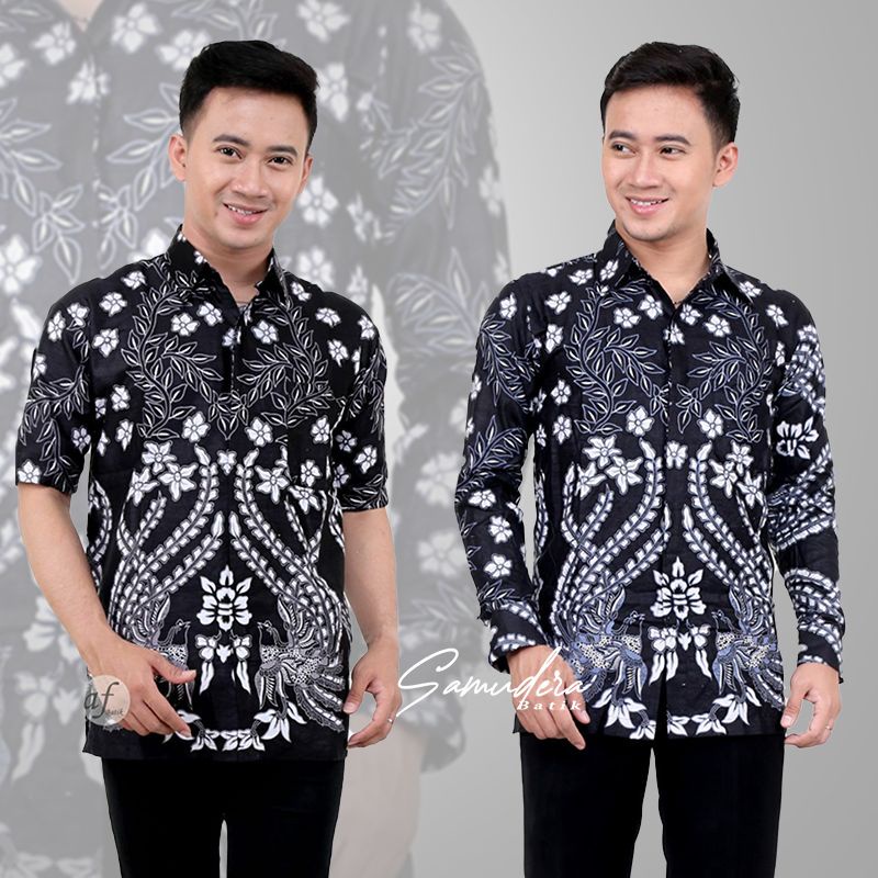 Batik Pria Lengan Panjang Pendek Premium SAMUDERA BATIK HRB026 motif KERATONAN Kode 002 size M L XL XXL