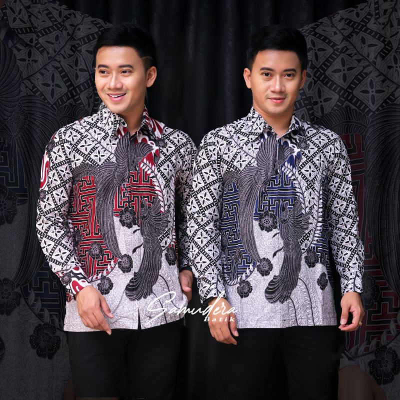 Batik Pria Lengan Panjang BATIK SAMUDERA HRB026 motif KERATONAN Kode 002 size M L XL XXL Reguler