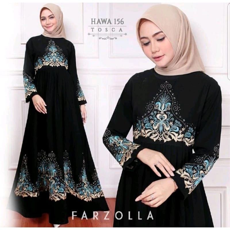 Gamis abaya hitam elegan baju kurung abaya mewah abaya hitam bordir terbaru baju muslim kekinian dew