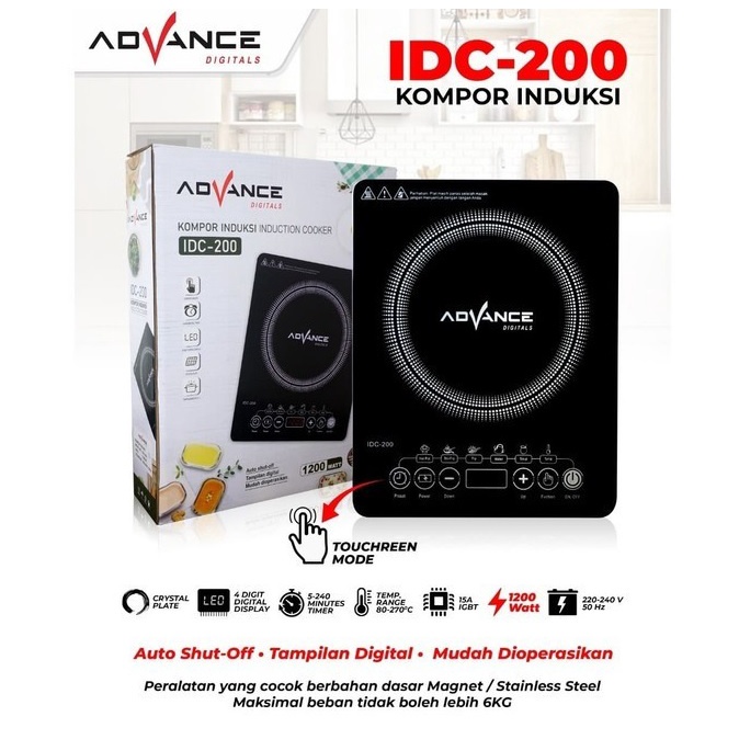 Advance Induction Cooker IDC200 Kompor Induksi Touchscreen IDC-200