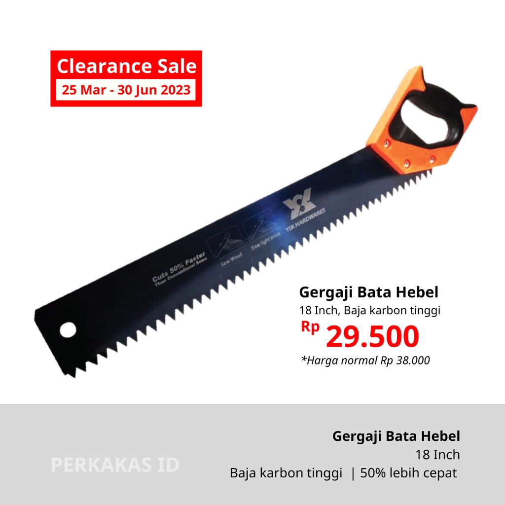 Gergaji Hebel Bata Ringan 18 Inch Handle Karet YSK