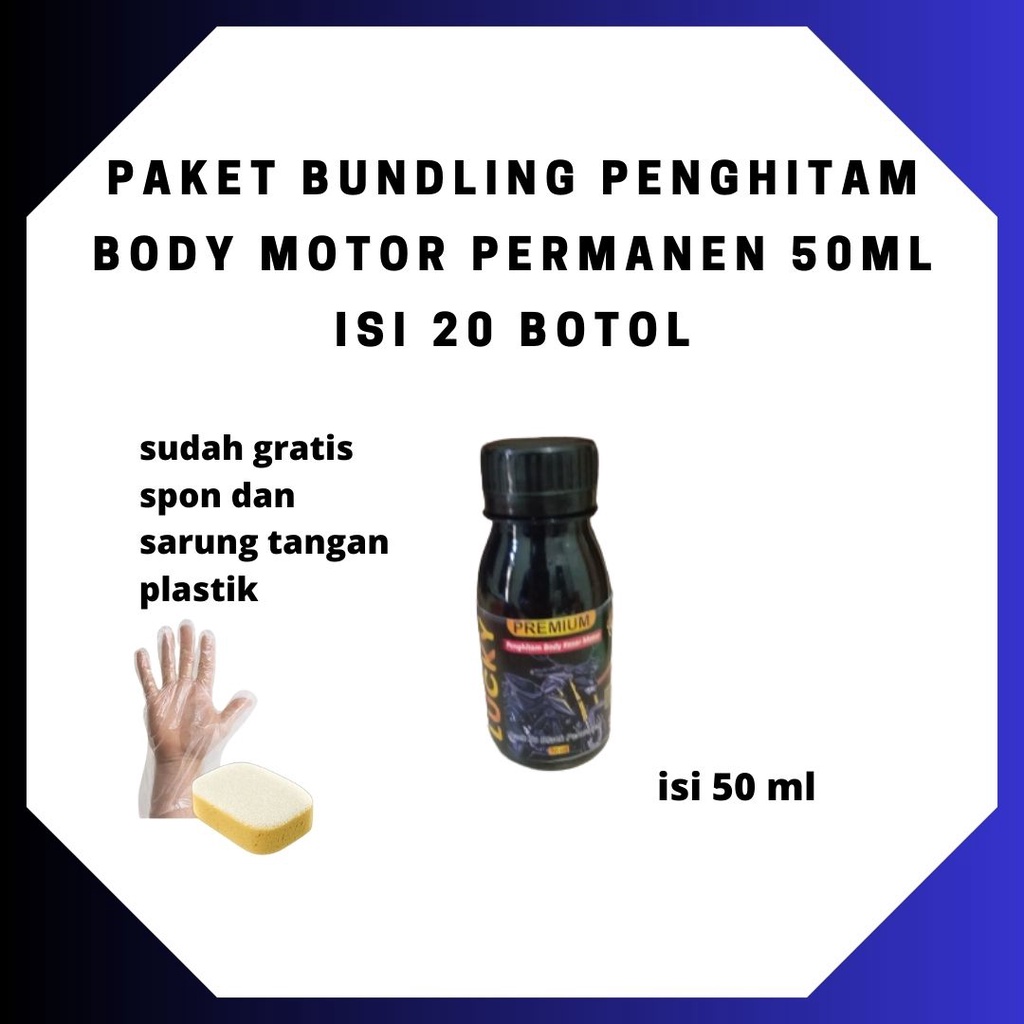 PAKET PENGHITAM BODY MOTOR PERMANEN 50 ML ISI 20 PCS