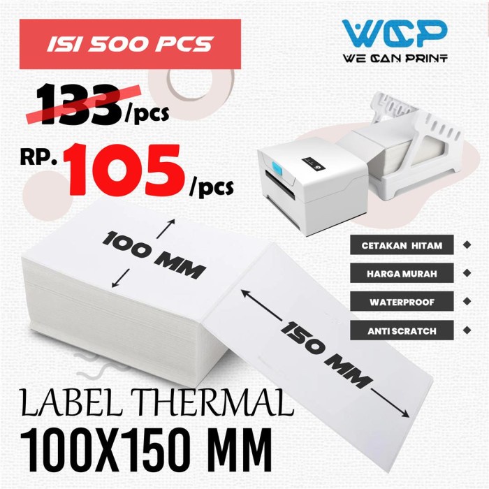 

Terlaris Label Sticker Barcode Cf 100X150 A6 Kertas Stiker Thermal