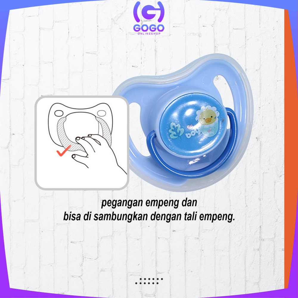 GOGO-C825 Empeng Dot Bayi Bulat Silicone Dengan Penutup Anti Debu BPA FREE / Kompeng Bayi Datar Baby Pacifier Empeng Gepeng Anak Bayi Import