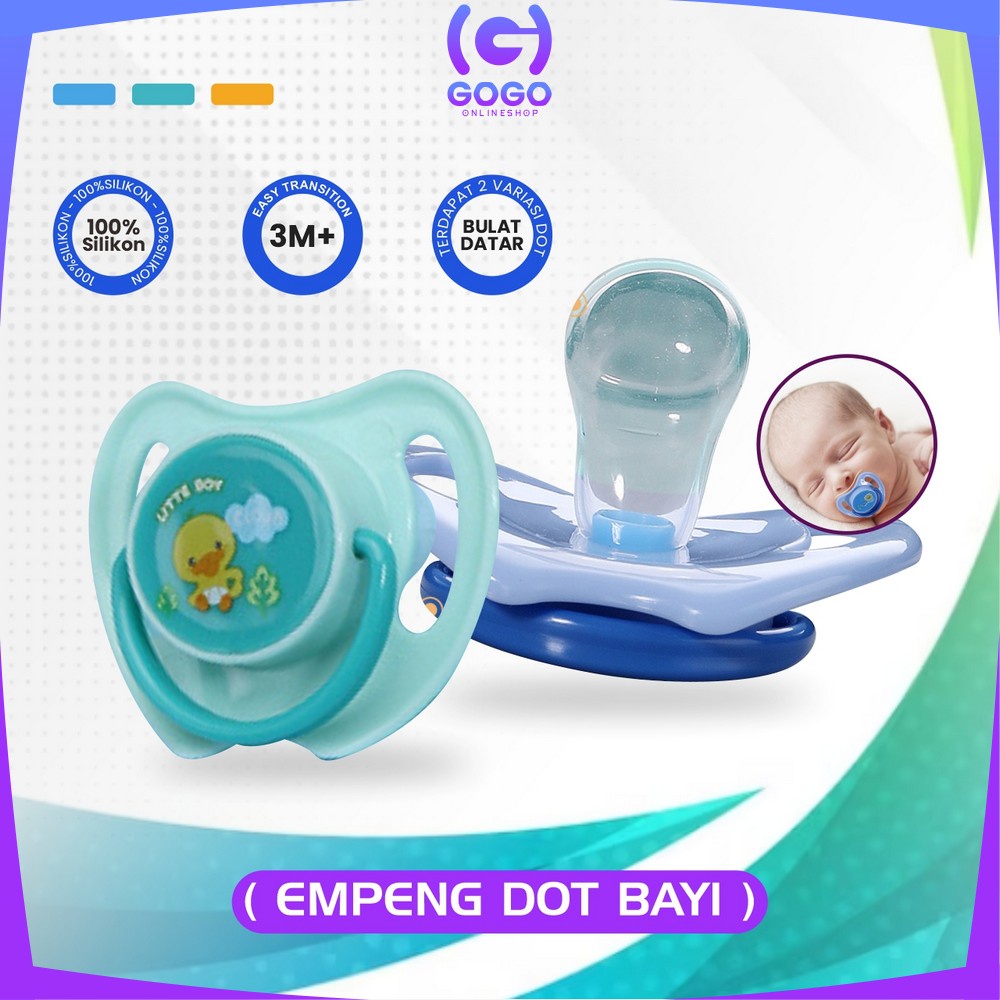 GOGO-C825 Empeng Dot Bayi Bulat Silicone Dengan Penutup Anti Debu BPA FREE / Kompeng Bayi Datar Baby Pacifier Empeng Gepeng Anak Bayi Import