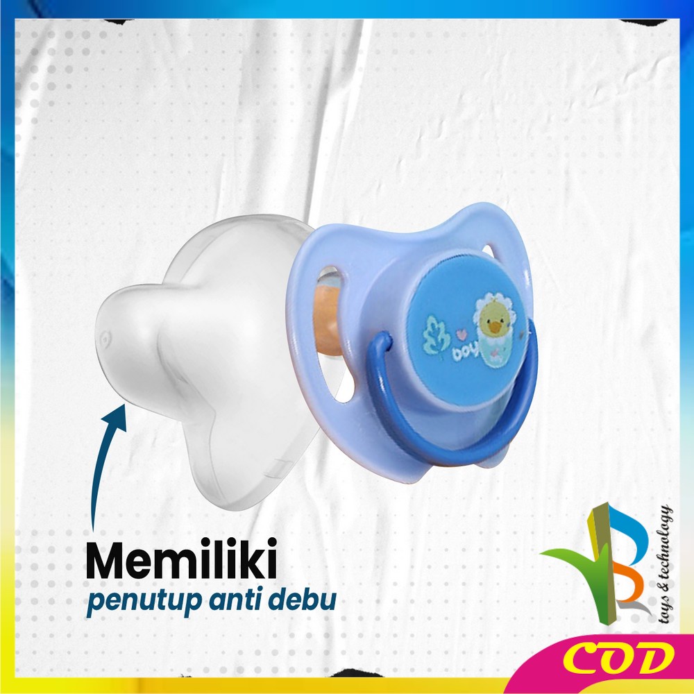 RB-C825 Empeng Dot Bayi Bulat Silicone Dengan Penutup Anti Debu BPA FREE / Kompeng Bayi Datar Baby Pacifier Empeng Gepeng Anak Bayi Import