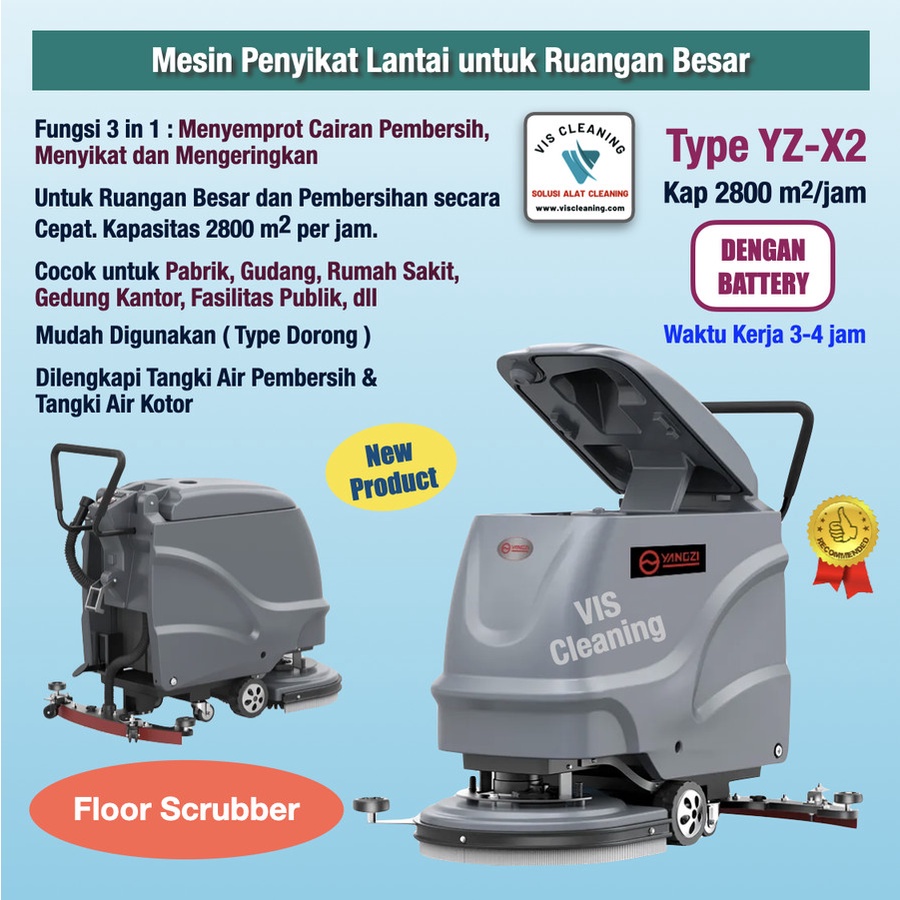 Floor Scrubber YZ-X2 with Battery (Penyikat Lantai utk Ruangan Besar)