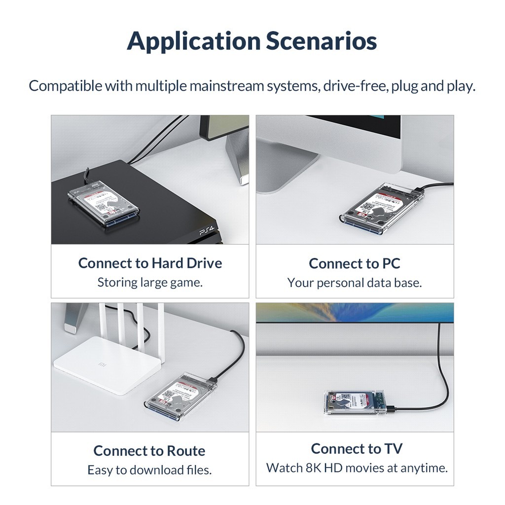 ORICO 2179U3 HDD Cover Hard Drive 2.5 Inch Enclosure Clear Transparan