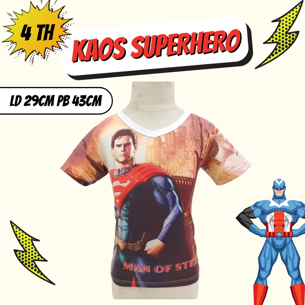 Kaos Anak Superman Ironman Spiderman Batman FURO Lengan Pendek Superhero Tee Boy Size 4 6 10 12 th kaos anak cowo baby boy kids baju lebaran