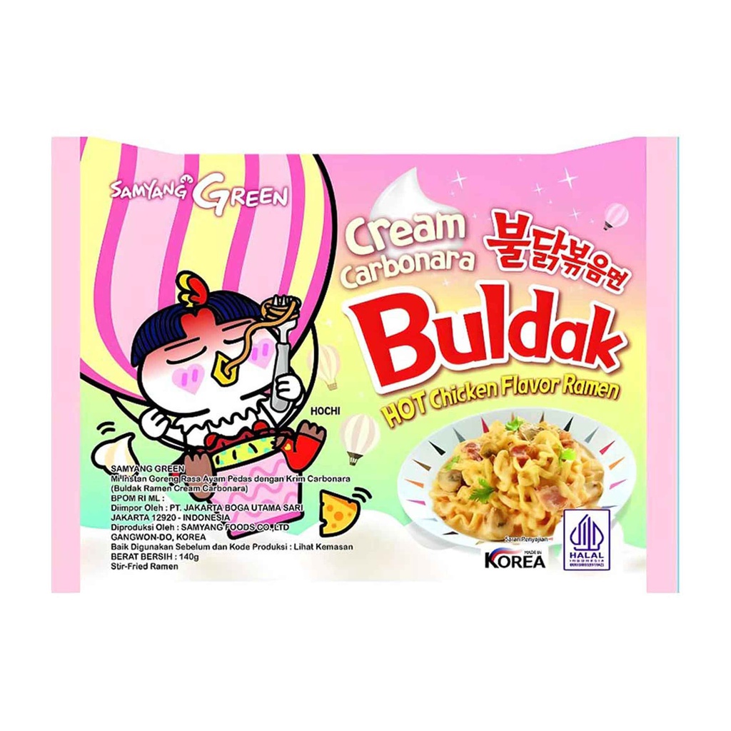 Samyang Green/ Buldak Ramen Cream Carbonara/ Mi Instan/ 145g