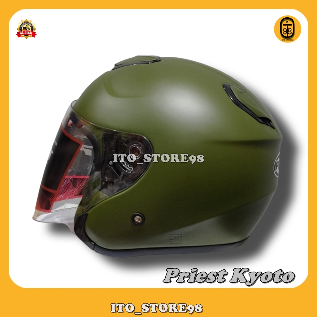 Helm Sepeda Motor Half Face Priest Kyoto Solid Helem Pria Wanita Dewasa & Perempuan Hijab Standar SN