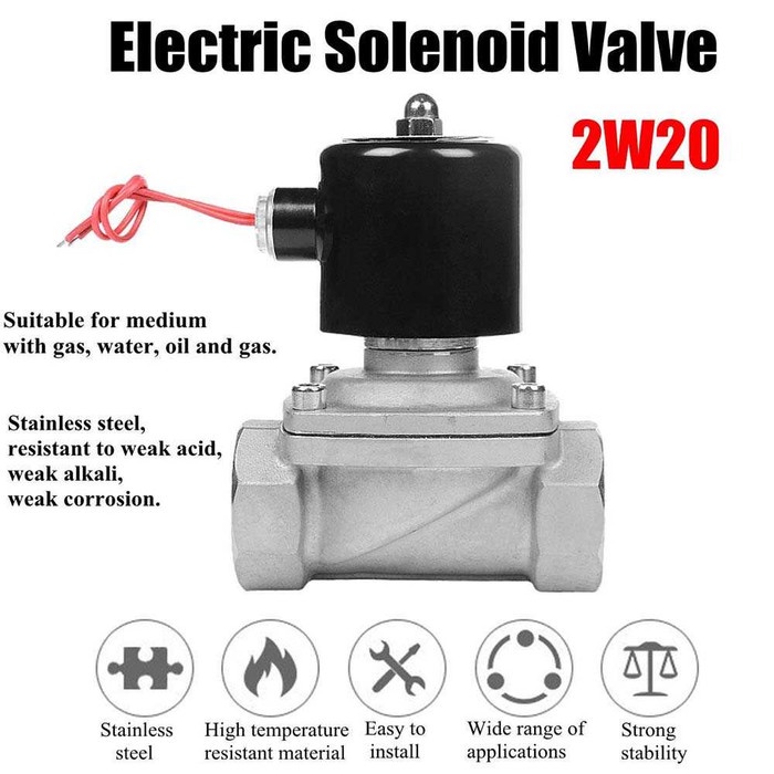 Electric Solenoid Water Valve Stainless Steel 220V 3/4 Inch 2W-200-20B Pemutus Aliran Listrik