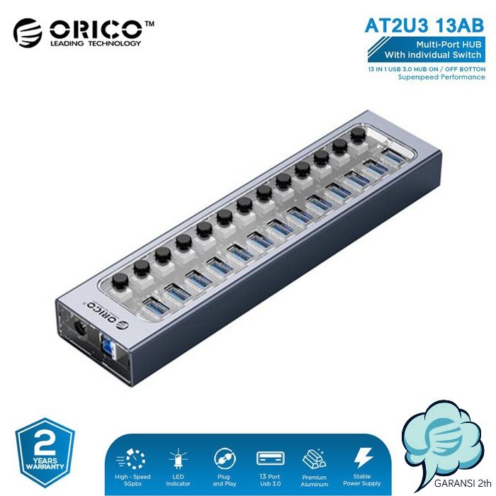 USB HUB ORICO AT2U3-13AB Multi-Port 3.0 On Off Individual Switches