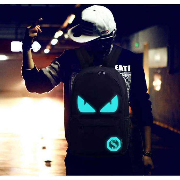 Tas Ransel Sekolah Oxford Glow in The Dark Backpack Stylish Gadget Bag Punggung Fashion Murah