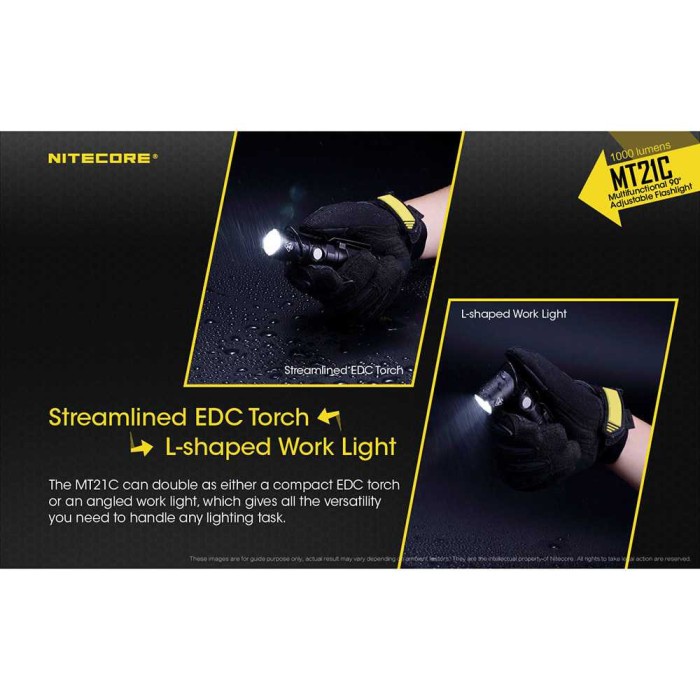 Lampu Outdoor Portable NITECORE MT21C Senter LED CREE XP-L HD V6 1000 Lumens Flashlight Black