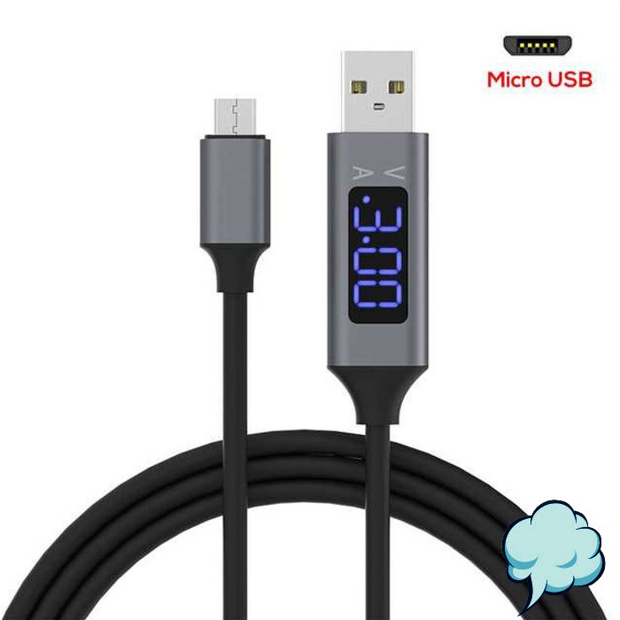 Cable Charging Smartphone Port TOPK Kabel Charger Micro USB TPE 3A Voltage Meter Pengukur Daya