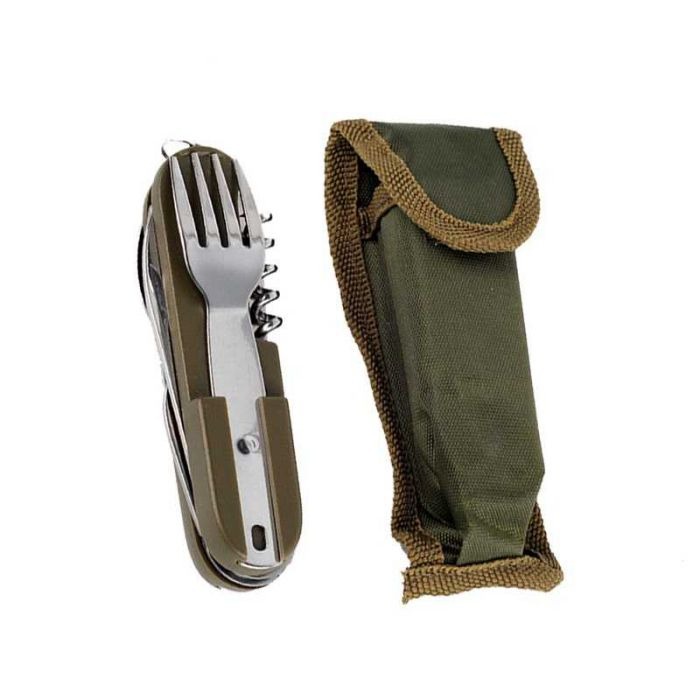 Set Alat Survival Mini Portable Outdoor Sendok Garpu P1sau Tools Praktis Kn1fe EDC 7in1 Murah