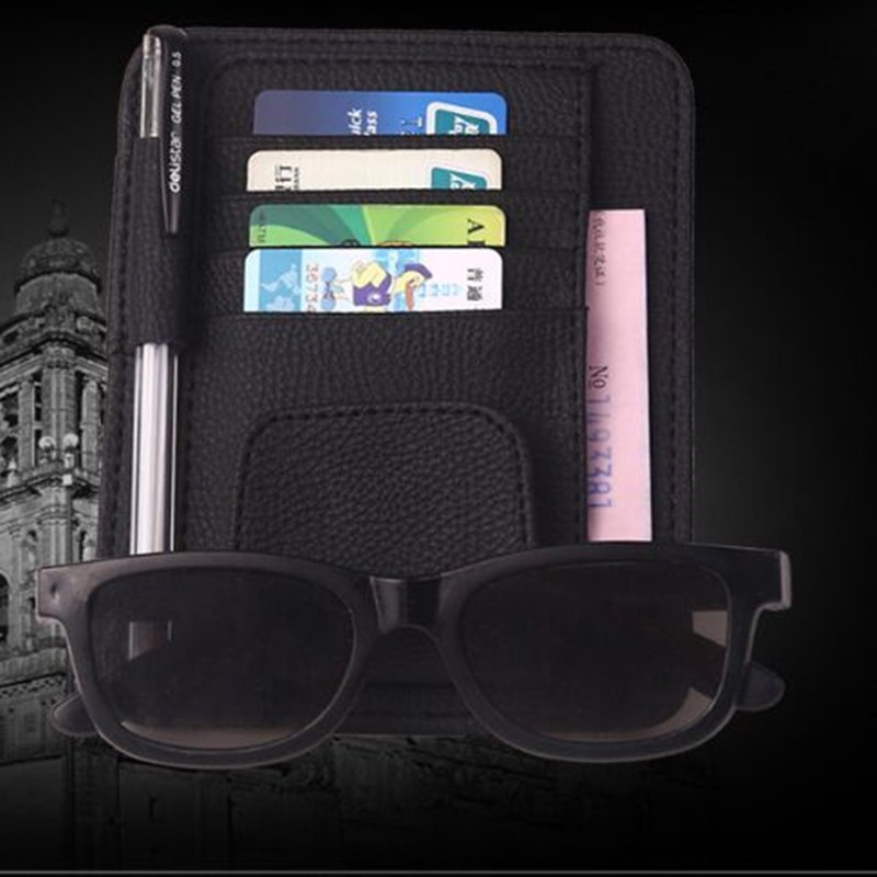 POSSBAY Dompet Kartu Mobil Pocket Card Purse Car Sun Visor Hanging Holder Organizer Beige