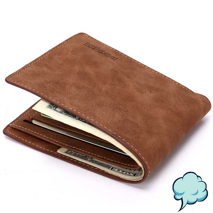 Dompet Lipat Pria Bahan Kulit Desain Retro Design Men Man Wallet Purse Many Slot