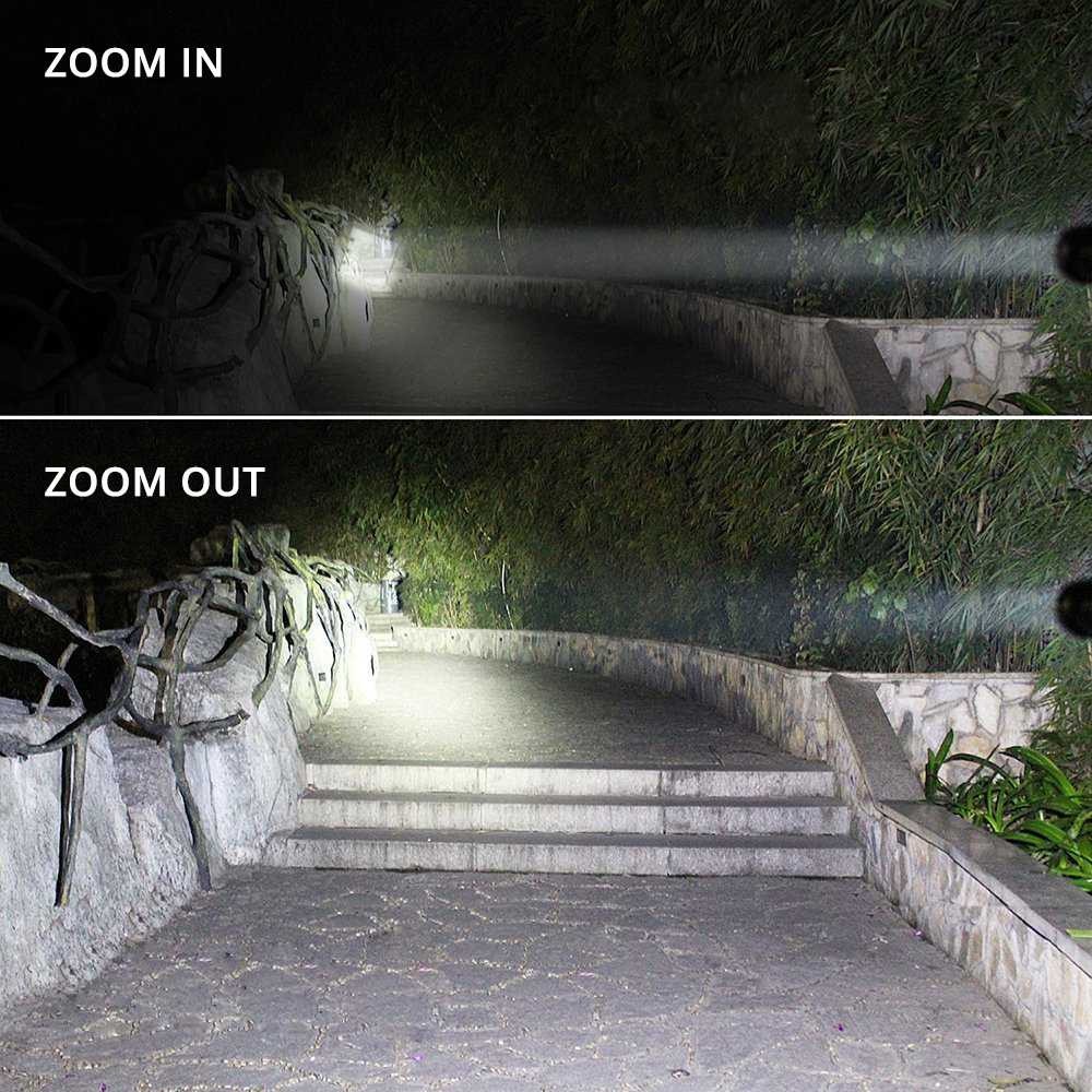 Senter LED Torch Cree XM-L T6 8000 Lumens Zoomable Flashlight Battery Powered Murah