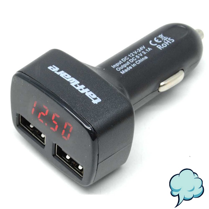 Car Charger Dual USB Mobil LED Screen Display Monitor 2 Port Quick Charging Smartphone