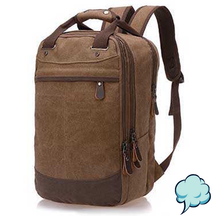 Tas Ransel Sekolah Laptop Kampus Pria Bahan Canvas School Men Bag Pocketbook Large Compartment