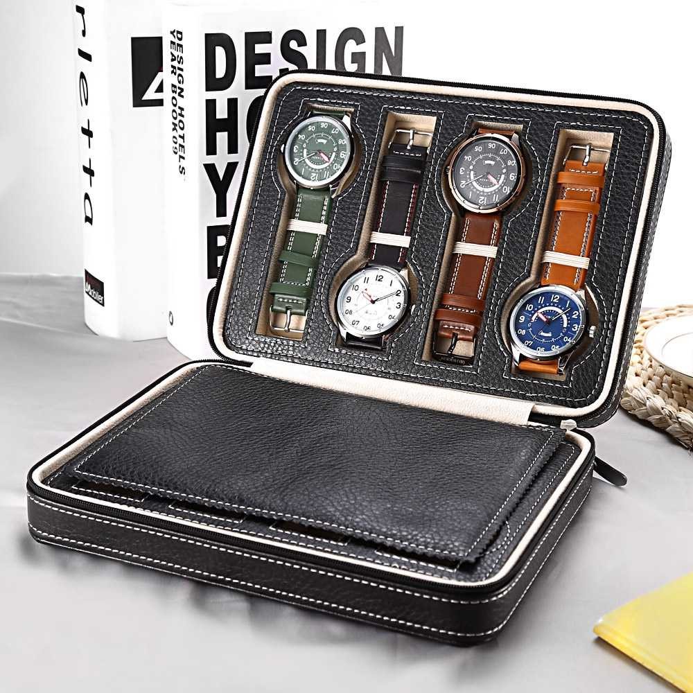 Kotak Box Jam Tangan Display Kulit 8 Grid Slot Travel Watch Case Leather Portable Berkualitas PU Leather Kulit Premium Gift Luxury Organizer Penyimpanan Aksesoris Mewah Hadiah Kado Hampers Elegan