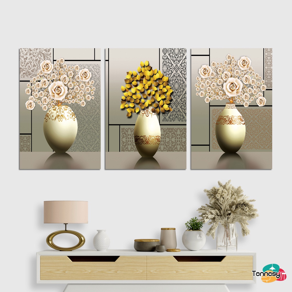 TENNESY Hiasan Dinding Pot Bunga Aesthetic 20x30cm Dekorasi Dinding Kamar Tidur Pajangan Kayu Poster Dekorasi Rumah