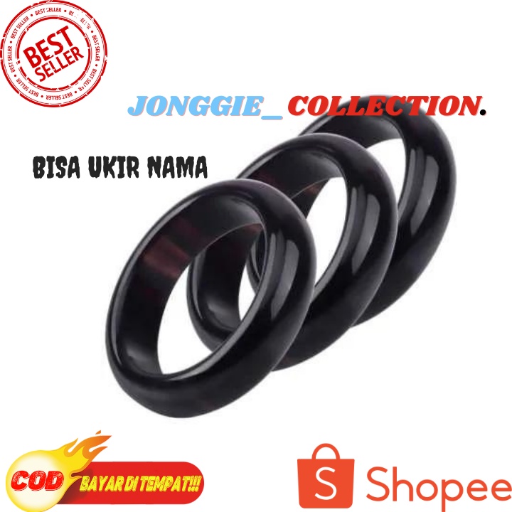 Cincin Hitam Polos Bisa Ukir Nama Cincin Couple Terbaru Cincin dan free Box love Pasangan BIsa Cod