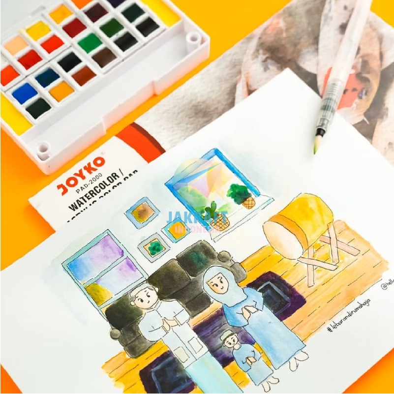 

(12 Lembar) Kertas Kanvas Lukis A4 JOYKO PAD-2000 Watercolor Acrylic Paper Tebal 300 Gsm Segala