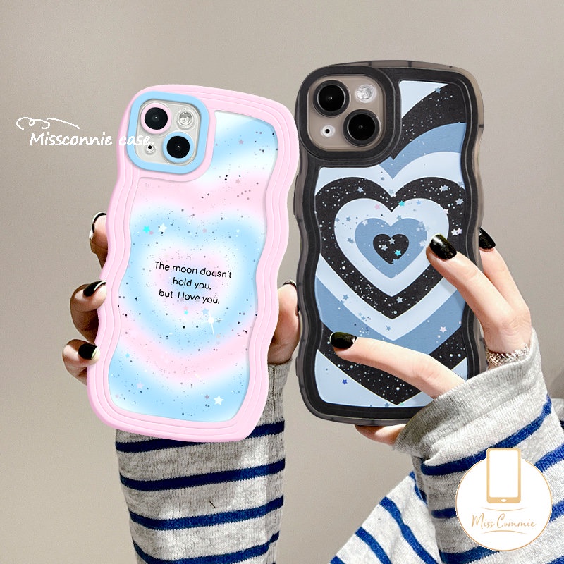 Case Untuk Samsung A04 A13 A51 A23 A04E A04s A33 A03s A14 A12 A02s A50s M32 A20 A30s A32 A50 A53 A52 A11 A21s A31 A22 A52s Lembut Tpu Bling Bintang Gradasi Love Hati Bergelombang Penutup Tepi