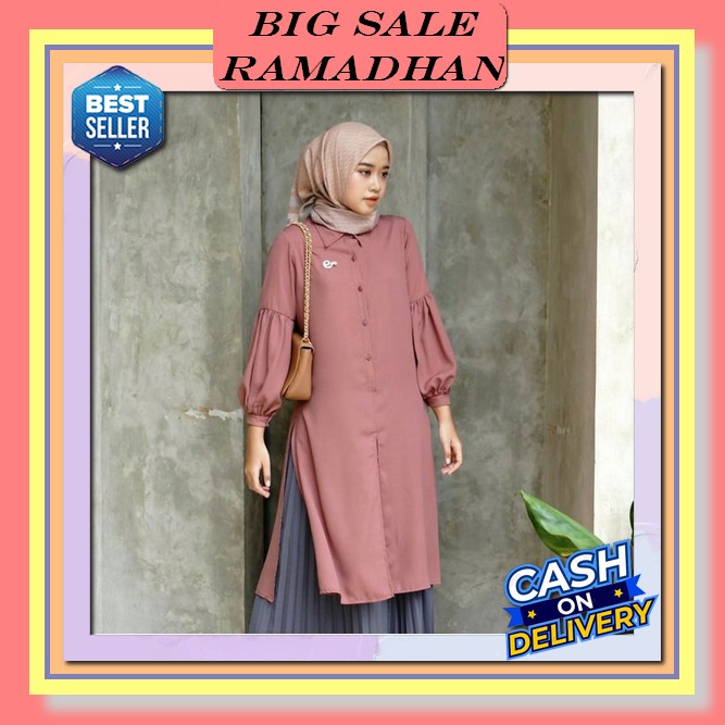 Baju Tunik Wanita Kekinian Atasan Wanita Muslim Terbaru 2023 Kemeja Tunik Remaja Buju Long Tuniikmpo