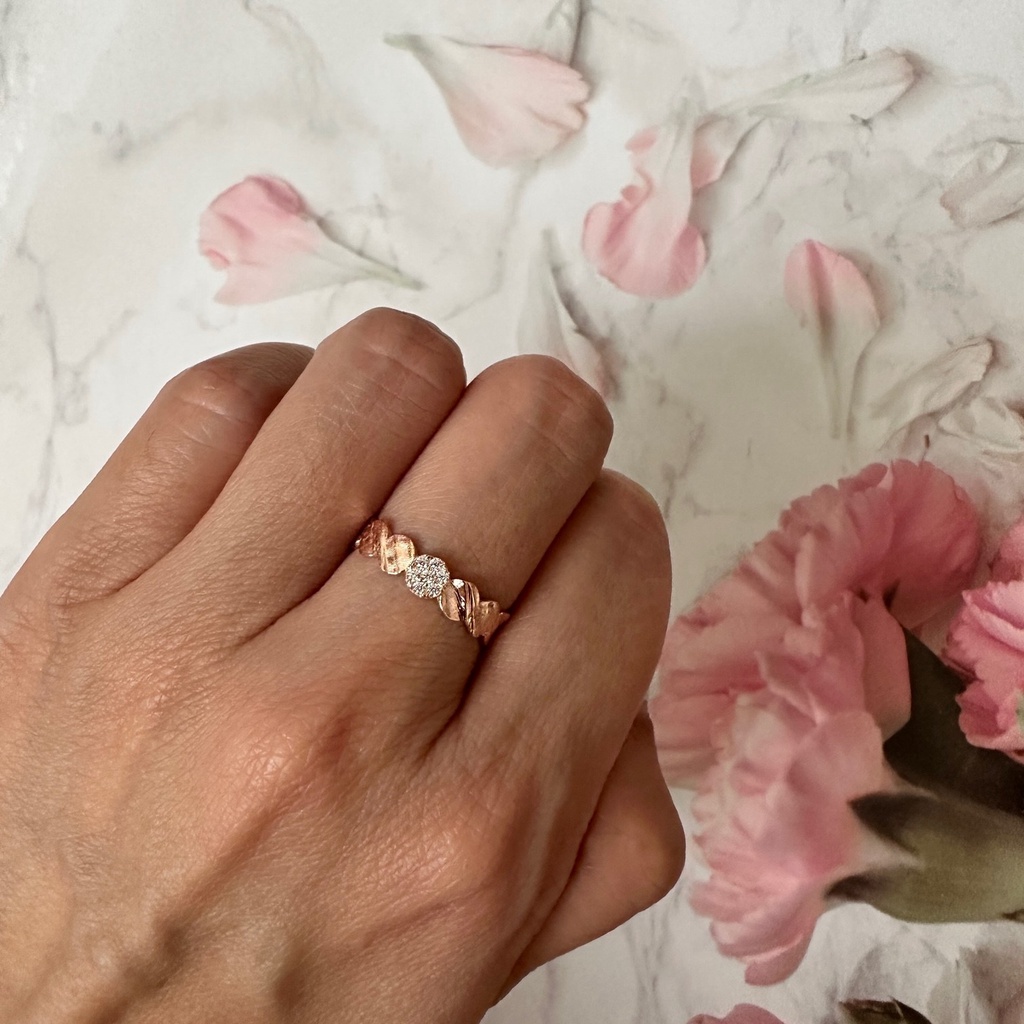 Cincin Emas Rosegold 17K Kadar 750 Fashion Zircon 1.19 Gram Size 14