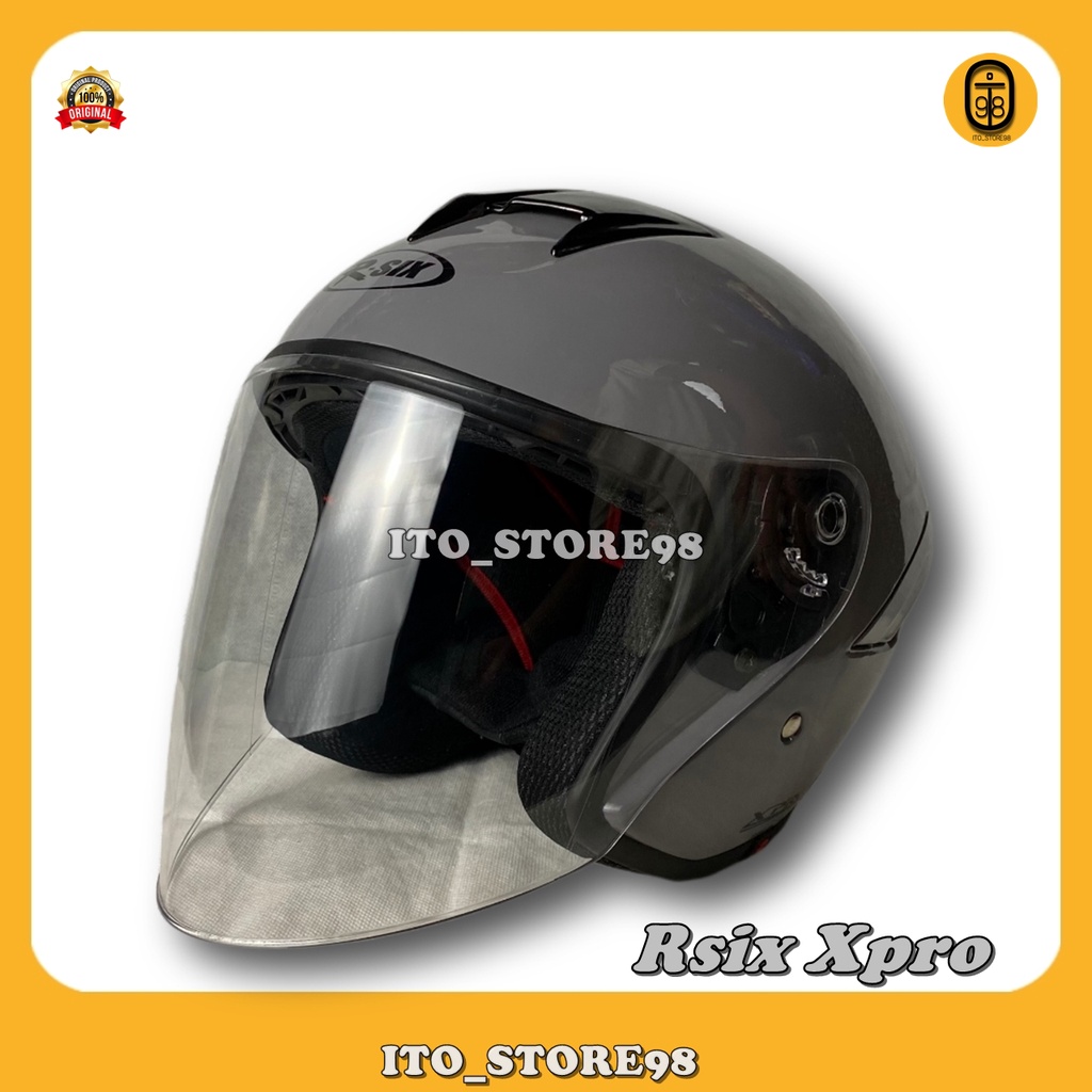 Helm Sepeda Motor Half Face Rsix Xpro Original Helem Pria Wanita Dewasa & Perempuan Hijab Standar SN
