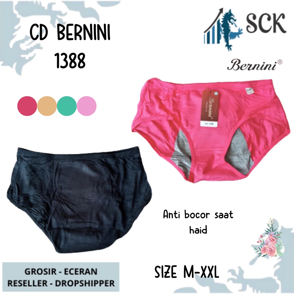CD Haid BERNINI 1388 ANTI TEMBUS MENSTRUASI BAHAN SERAT BAMBU / CELANA DALAM PEREMPUAN SEAMLESS PREMIUM - sckmenwear GROSIR
