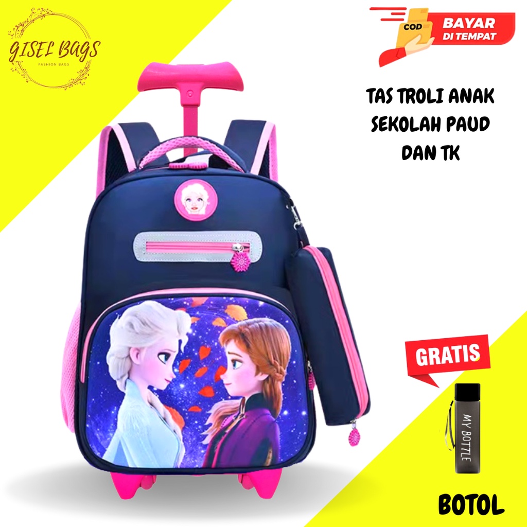 Tas trolly anak perempuan paud dan tk import karakter lucu dan unik anti air