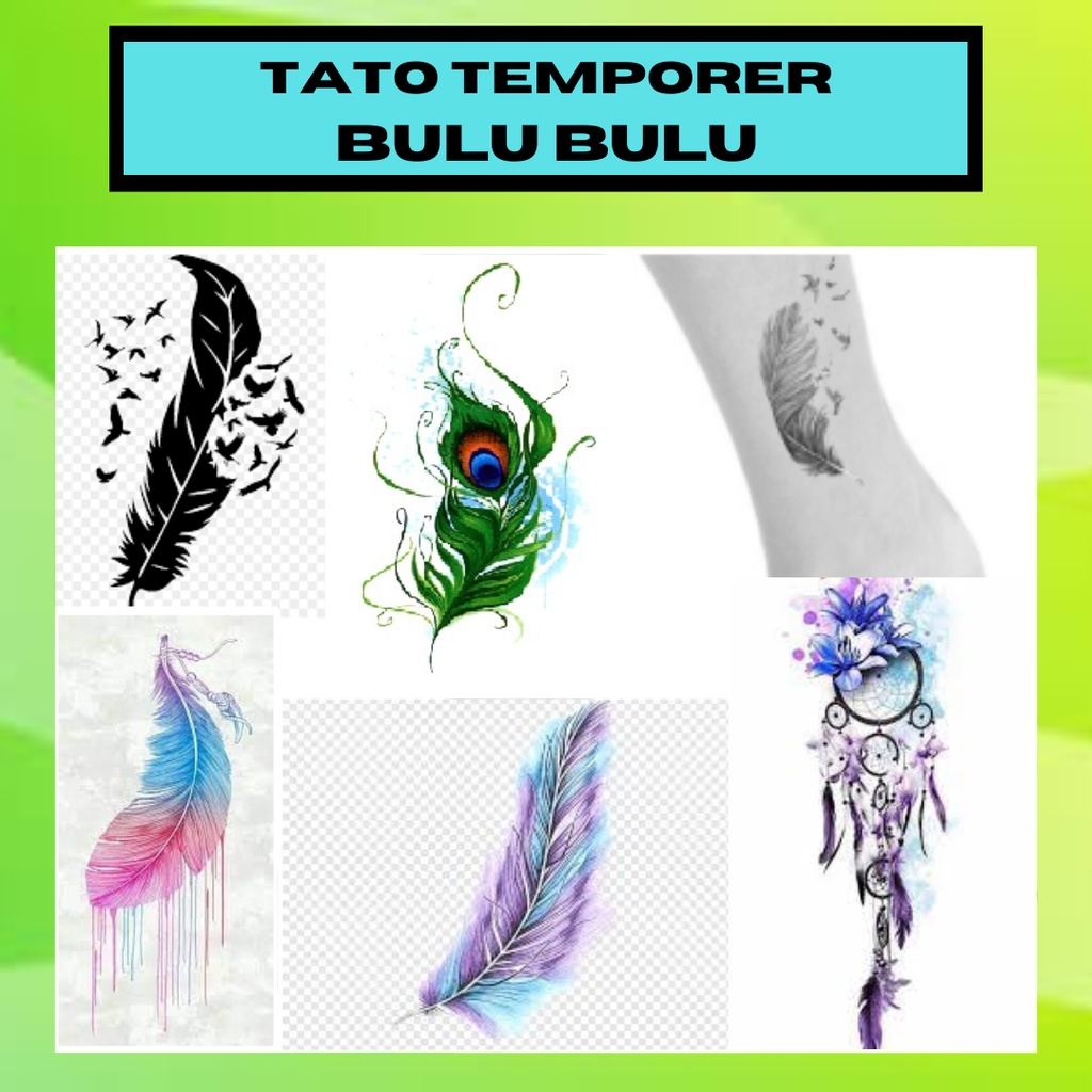 Tato Temporer Motif Bulu Waterproof Temporary Tattoo Motif Feathers 3x10cm