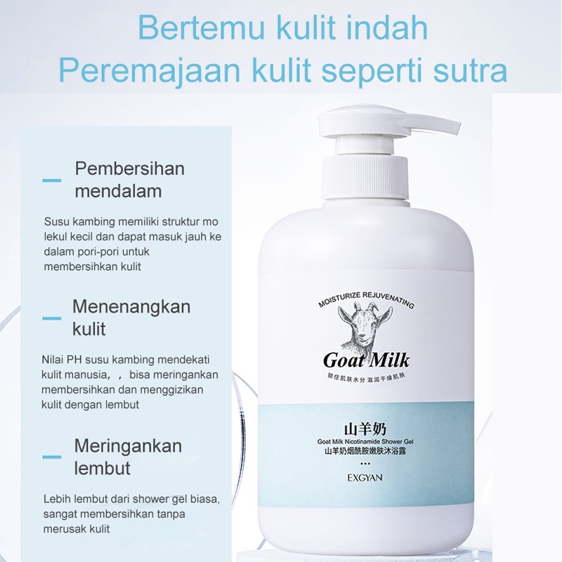 Pemutih Badan Sabun Badan Pemutih Sabun Cair 800ml Goat Milk Niacinamide Pemutih Permanen Singkirkan Kulit Kusam Kering Merinding Memutihkan Melembabkan Mencerahkan Kulit Wangi Tahan Lama