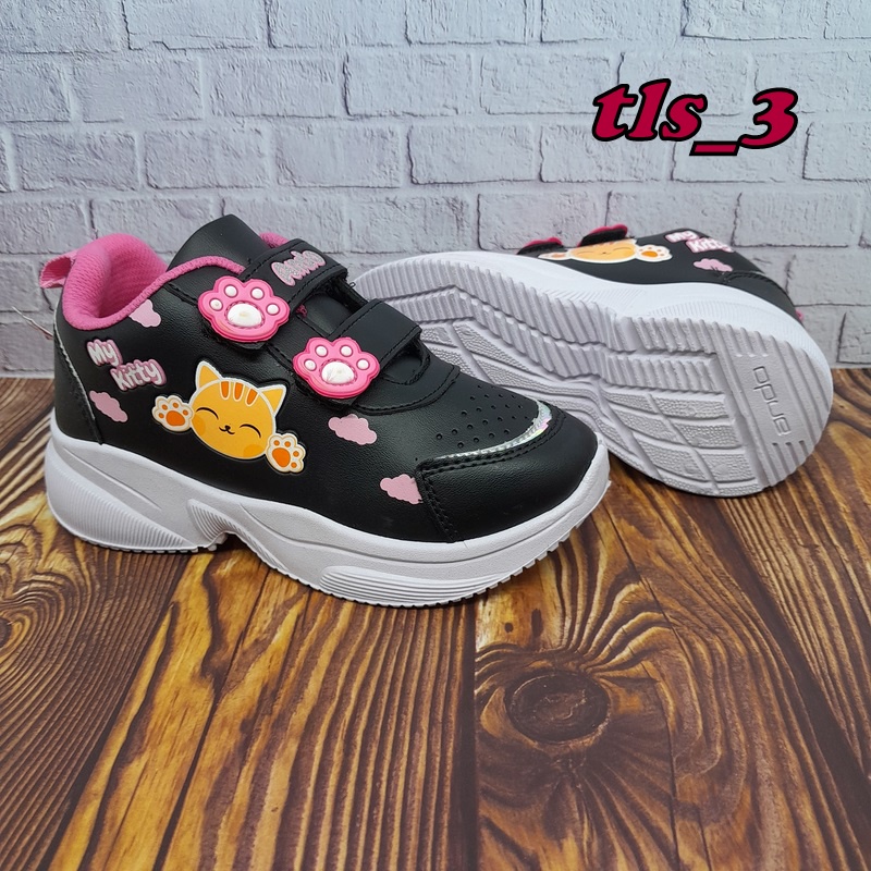 Sepatu Cewek Ando Miaw Velcro 29-32 Sepatu Sneaker Anak Perempuan Stylish