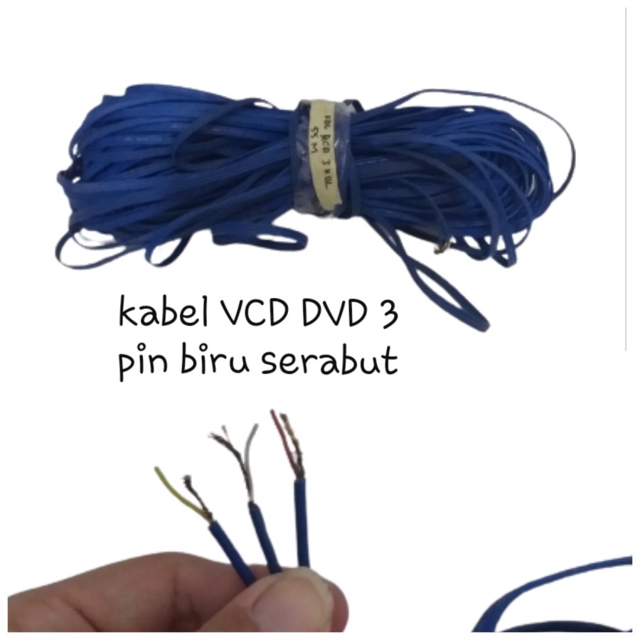 Kabel RCA 3 pin 3-3 DVD VCD Video Audio Biru Meteran Promo