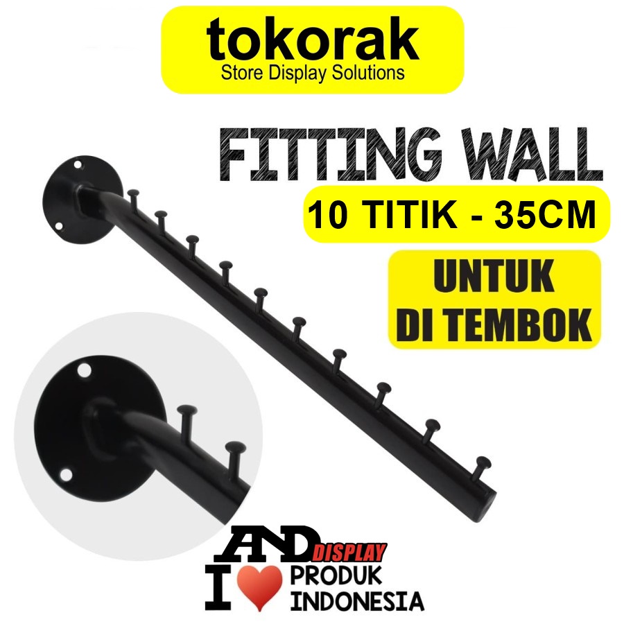 GANTUNGAN BAJU FW 35CM HITAM SULING TEMPEL TEMBOK 10TITIK ANDDISPLAY