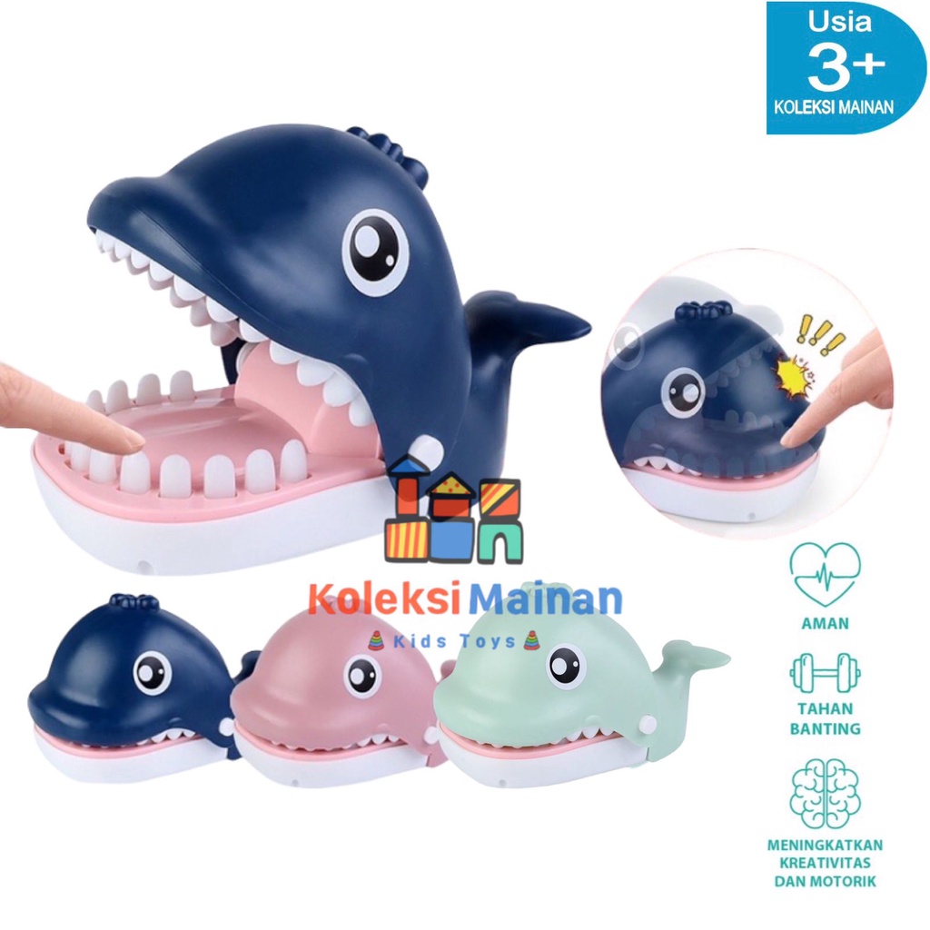 Mainan prank anak gigi ikan paus whale dentist game gigit jari