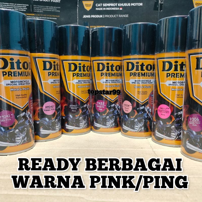 Diton Premium Pilox Pilok Cat Semprot Ready Berbagai Warna Ping Pink 400cc Magenta Pink 9433 Candy Ping 9306 Stabilo Ping 9011 Scoopy Ping 9240 Mio Ping 9242 Pastel Ping 9534 Plasma Pink 9407