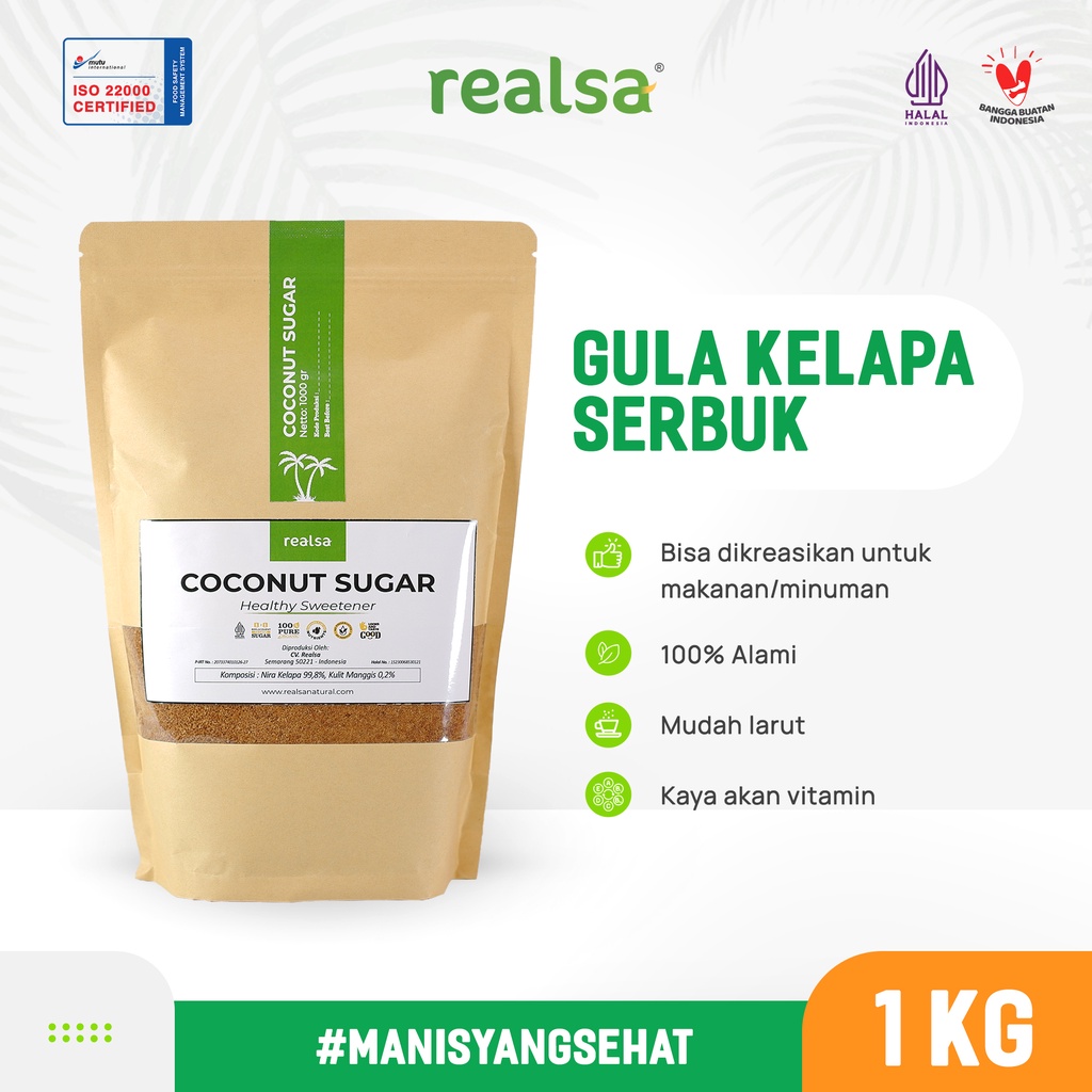 

Gula Kelapa Organik 1 kg - Organic Coconut Sugar - Gula Kelapa Bubuk/Semut REALSA