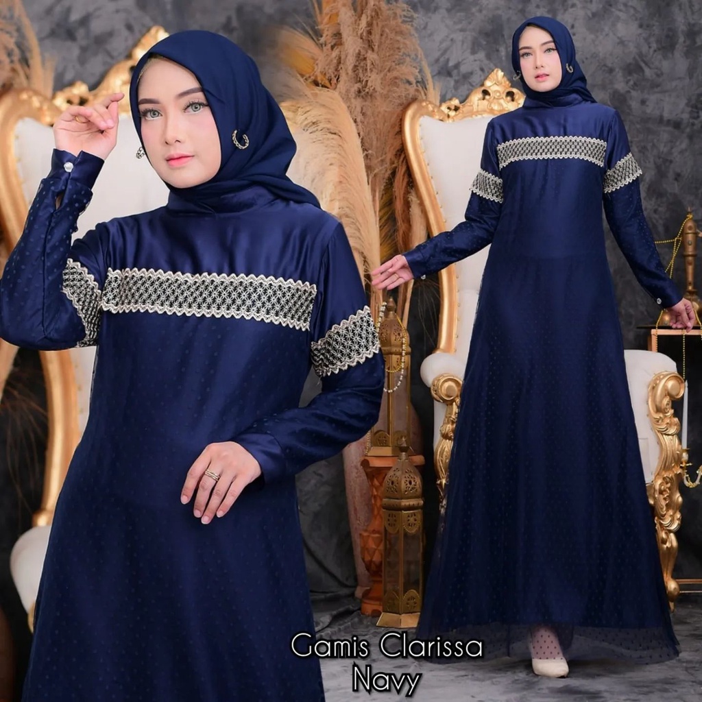 Clarissa dress - dress formal kondangan lebaran aplikasi renda mix tille dot / dress mayung tille dot / dress modern / dress model terbaru 2023 / dress modern kekinian / dress model korea / dress model terbaru / dress model belanda / dress modis / dress