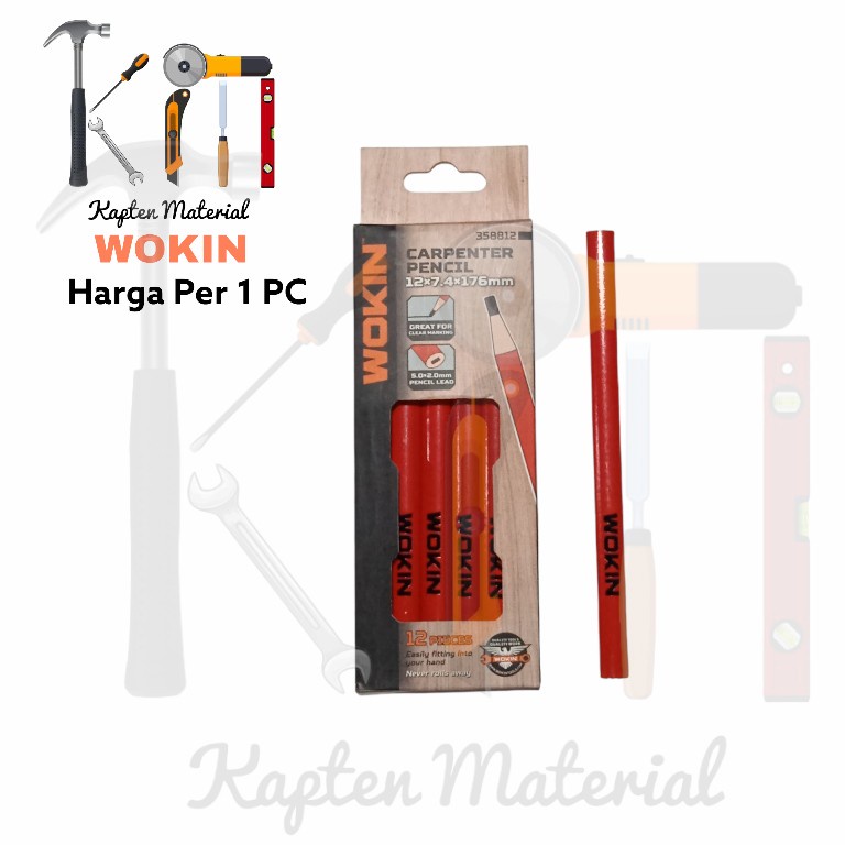 

Pensil Tukang Wokin | Pensil Tukang Kayu Merah | Carpenter Pencil Red | Kapten Material