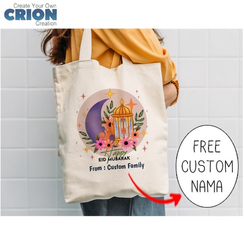 Totebag /Goodie Bag Lebaran / Idul Fitri / EID Mubarak bisa custom Nama - by Crion