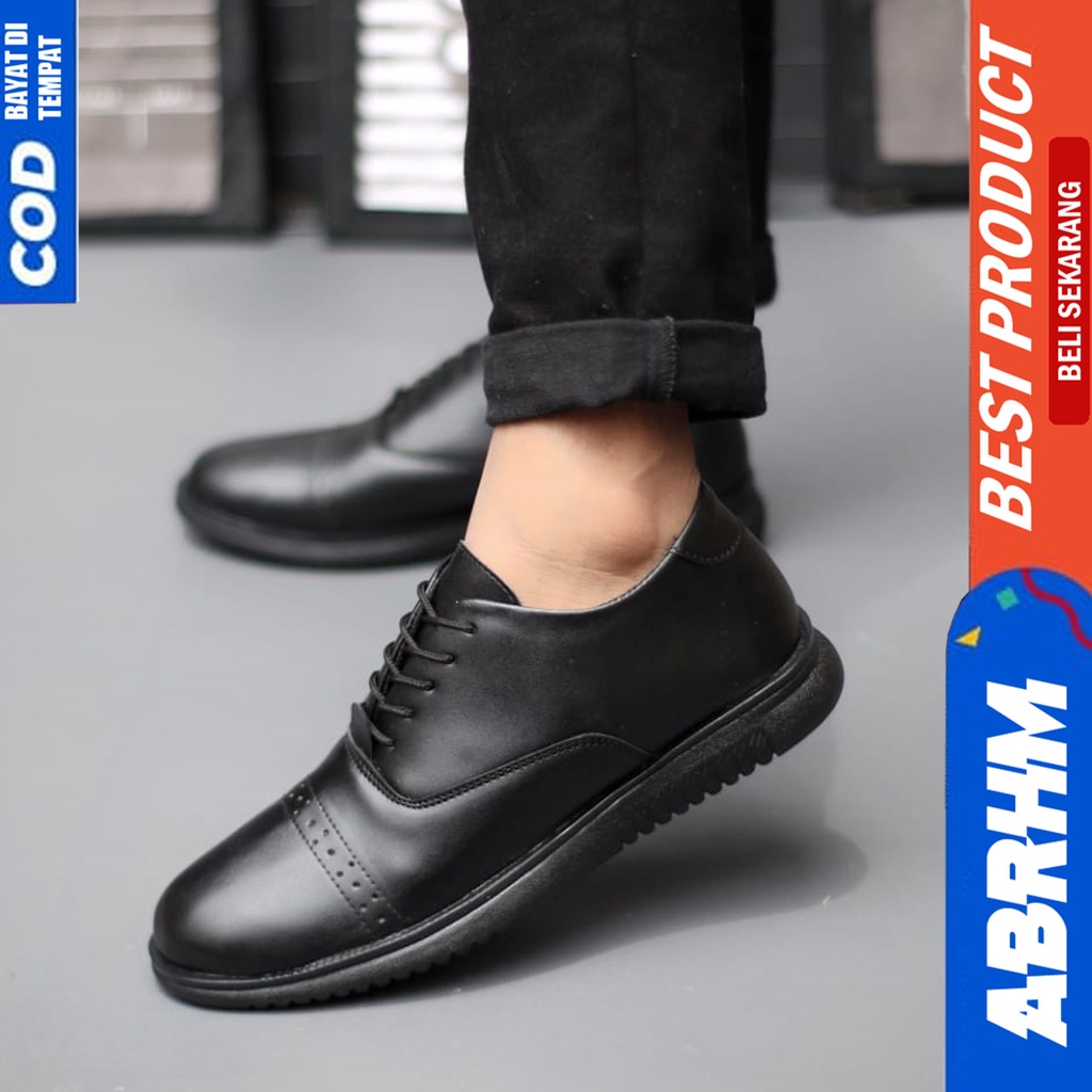 Sepatu Pantofel Formal Pria Casual Hitam Kerja Kantor Abrhm JIGEN