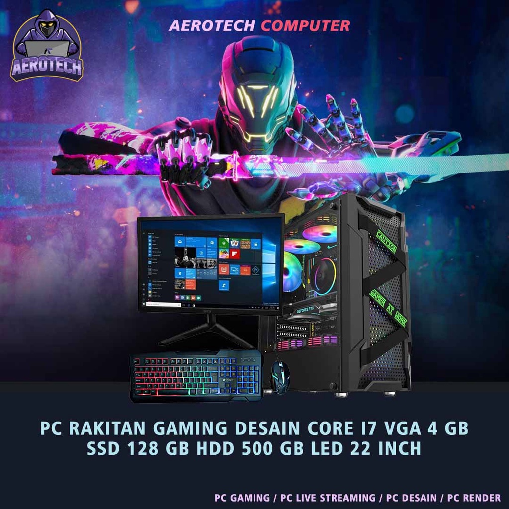 PC RAKITAN GAMING DESAIN CORE i7 2600 | RAM 16 GB | VGA 4 GB | LED 24 INCH SIAP PAKAI FULL APLIKASI